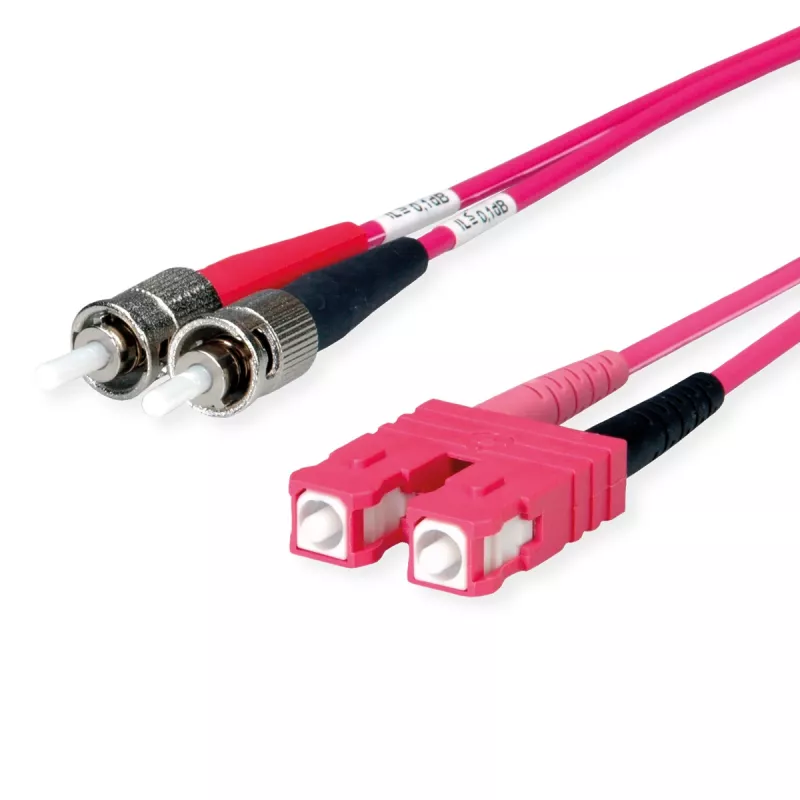 Telegärtner Cable de parcheo de fibra óptica ST a SC dúplex multimodo OM4, 50/125 µm, 3 m, aqua L00892A0072