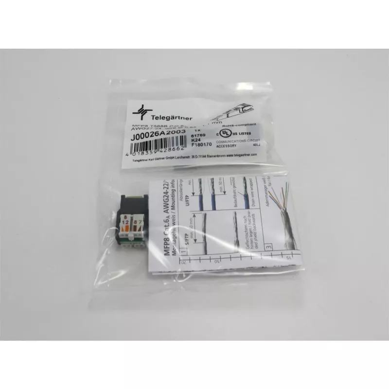 TELEGÄRTNER DataVoice Office Conector RJ45 apantallado Cat.6A montaje en campo, 5-9 mm J00026A2003