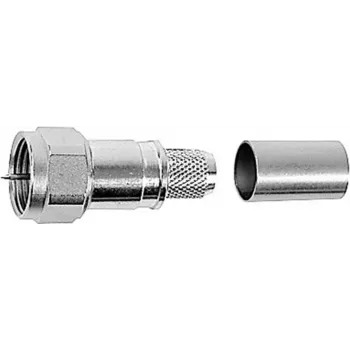 Telegärtner conector macho F, recto, 75 ohmios, crimp/rosca, latón niquelado, para RG59/RG6 J01600A0009