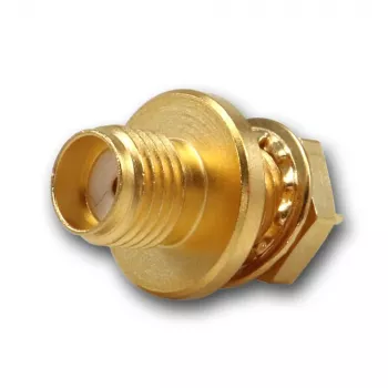 Telegärtner Conector hembra SMA de montaje en panel, montaje frontal, junta de estanqueidad, Z27, dorado, pack de 5 (J01151A1081)