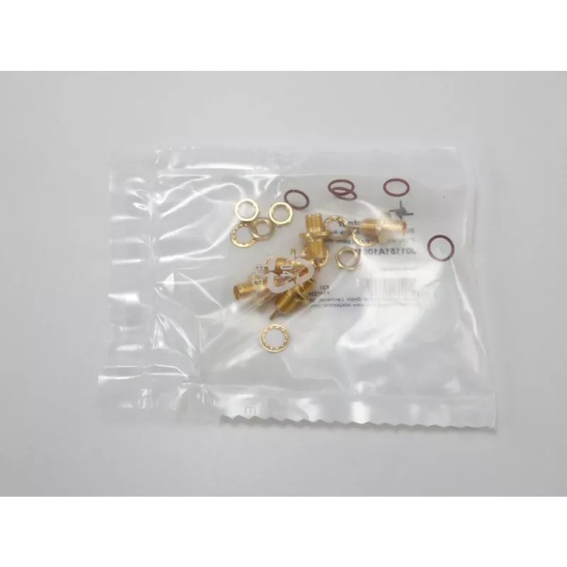 Telegärtner Conector hembra SMA de montaje en panel, montaje frontal, junta de estanqueidad, Z27, dorado, pack de 5 (J01151A1081)