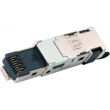 Telegärtner J80026A0047 Conector macho RJ45 blindado Cat.6A de montaje en campo, sin herramientas, T568B, zamak, negro