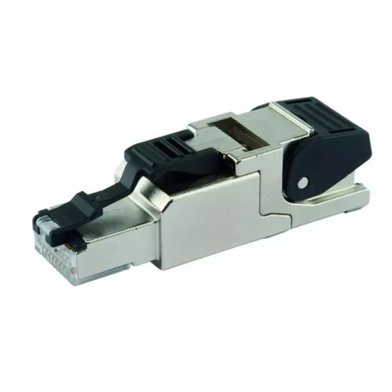 Telegärtner J00026A2113 conector RJ45 Cat.6A de montaje en campo, blindado, IP67, acero inoxidable, negro