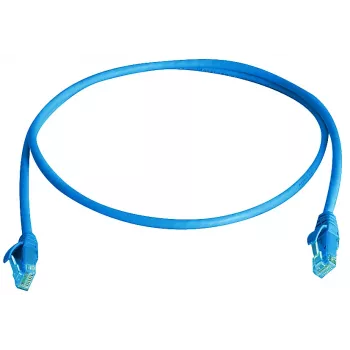 TELEGÄRTNER 100008077 Cable de conexión Cat.6 U/UTP RJ45, 1 m, azul, LSZH, ignífugo, con protección antiacodamiento