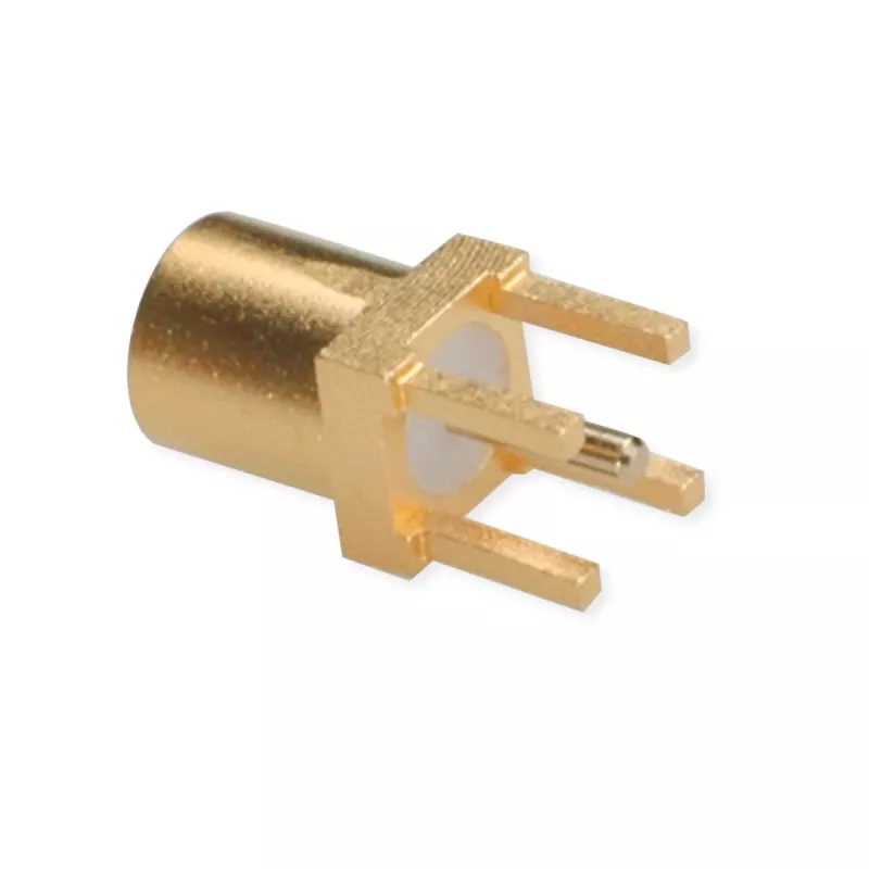 TELEGÄRTNER Conector hembra MMCX PCB, recto, 50 ohmios, dorado, pack de 5 (J01341A0161)