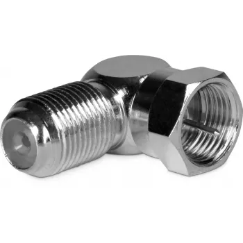 TechniSat 0000/3318 Adaptador en ángulo conector macho F, conector macho F a conector hembra F, 75 Ohm, niquelado