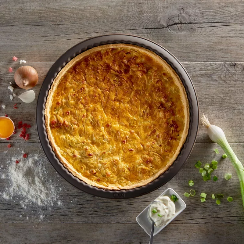 LURCH FlexiForm Molde para quiche de 26 cm con base de cristal extraíble, 100 % silicona platino, Ø 30 x 4 cm, marrón (85009)