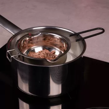 Lurch Recipiente de fusión para baño maría de acero inoxidable, plateado, 11 cm de diámetro, 350 ml, con vertedor y gancho de sujeción (70276)