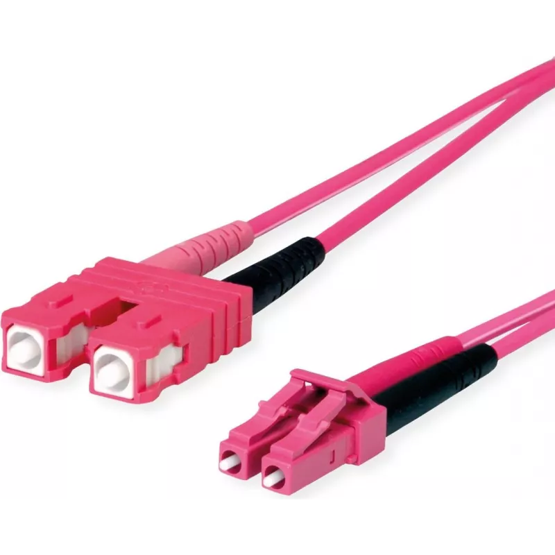 Telegärtner L00890A0111 Cable de fibra óptica OM4 dúplex, SC a LC, LSZH, violeta, 1 m
