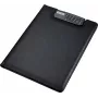 JÜSCHA Alassio Carpeta de escritura BRESCIA, A4, piel sintética, negra, mecanismo de pinza con calculadora integrada 31500