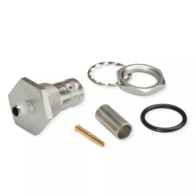 Telegärtner J01001A0108 Conector hembra BNC, recto, 50 ohmios, hembra a hembra, niquelado