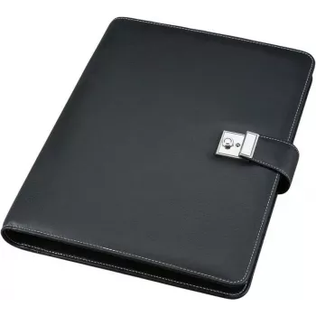 JÜSCHA Alassio Carpeta de documentos A4 con mecanismo de anillas, piel sintética, negro, 5 fundas de documentos 31514