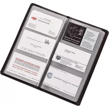 JÜSCHA Alassio Álbum de tarjetas de visita para 120 tarjetas, piel, negro, 112 x 15 x 200 mm 41009