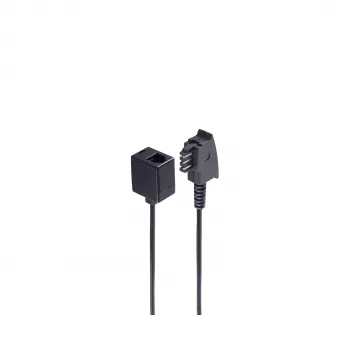 SHIVERPEAKS BASIS-S Adaptador telefónico conector TAE-F a conector hembra Western 6/4, 0,2 m, negro BS71020