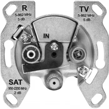 TechniSat TECHNIPRO SV600 V2 Toma de antena de pared de 3 orificios con desacoplamiento de diodo DC (TV, radio, SAT) 0004/3075