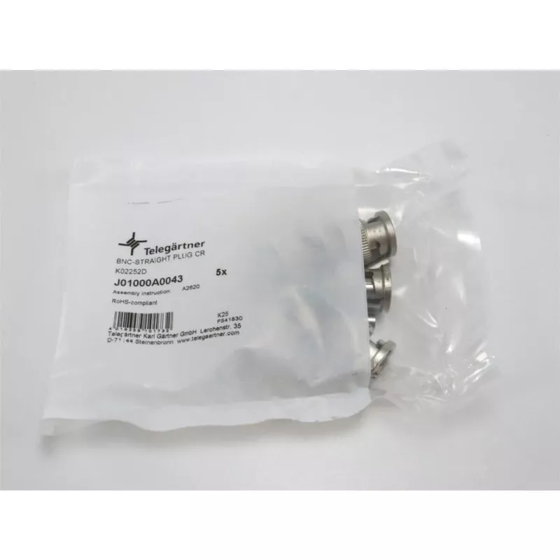 Telegärtner conector BNC de crimpado para cable G08, 50 Ohm, Professional, RD-316, 5 piezas (J01000A0043)