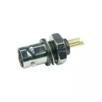 Telegärtner Conector hembra BNC de empotrar, aislado 50 ohmios, brida aislante negra, contactos dorados, 4 GHz, 1 ud.