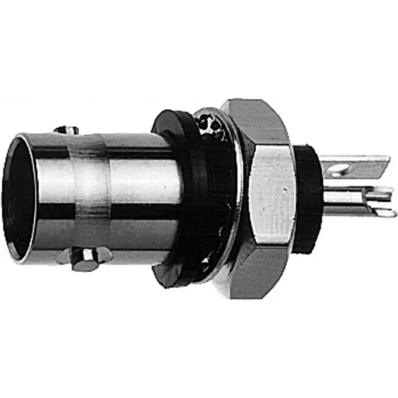 Telegärtner Conector hembra BNC de empotrar, aislado 50 ohmios, brida aislante negra, contactos dorados, 4 GHz, 1 ud.
