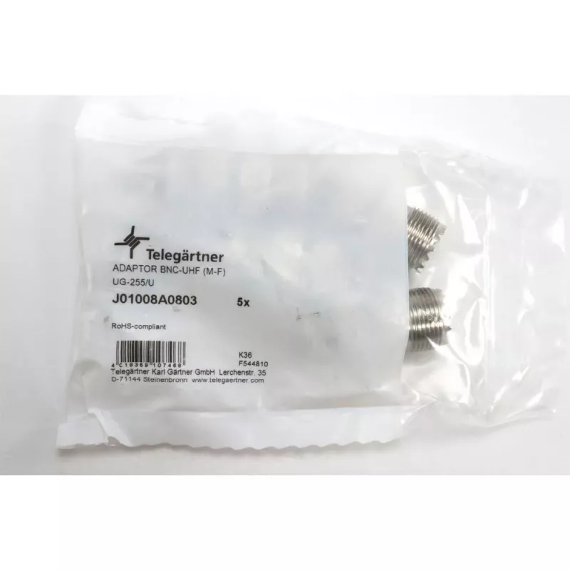 Telegärtner adaptador coaxial conector macho BNC a conector hembra UHF J01008A0803