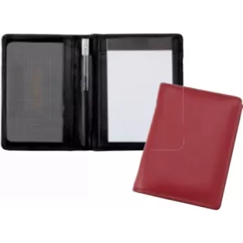 JÜSCHA Alassio funda de piel para bloc de notas con bolsillo de rejilla para tarjetas de visita, DIN A8, negra 43065