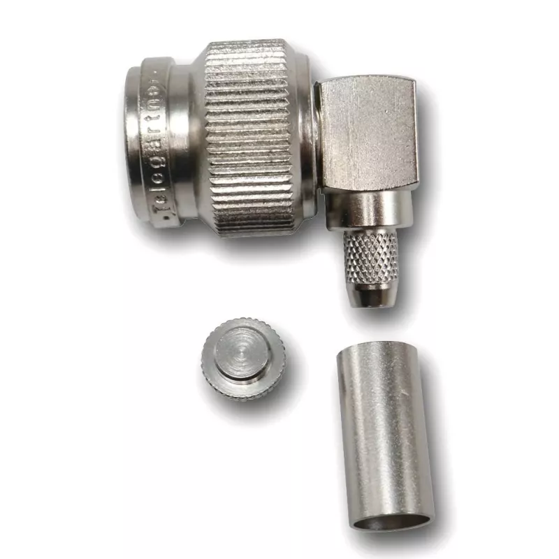Telegärtner conector macho TNC acodado de crimpado 50 ohmios para RG-223/U, RG-142 B/U (J01010A0006)
