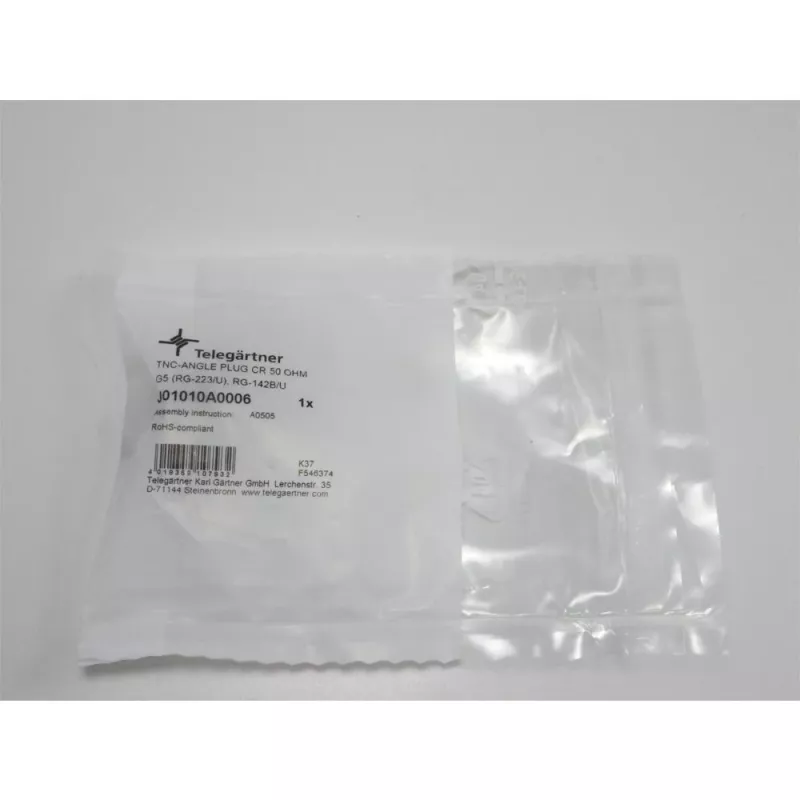 Telegärtner conector macho TNC acodado de crimpado 50 ohmios para RG-223/U, RG-142 B/U (J01010A0006)