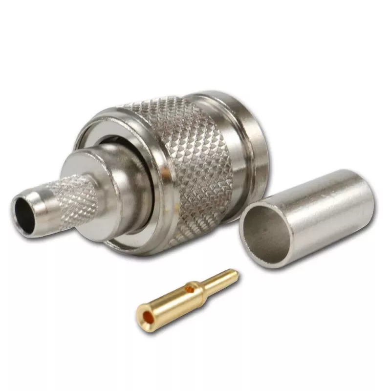 TELEGÄRTNER conector macho TNC recto para cable coaxial RG-58, crimpado/soldadura, 50 ohmios, DC-11 GHz