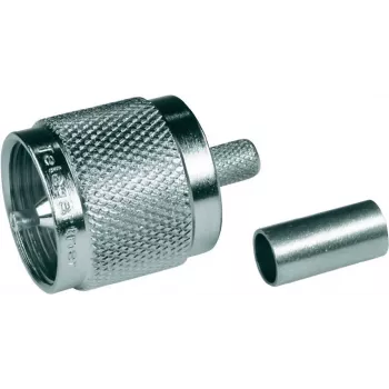 Telegärtner Conector macho UHF por crimpado G01 para RG-58 C/U, 50 ohmios, níquel/oro, 1 ud. J01040A0001