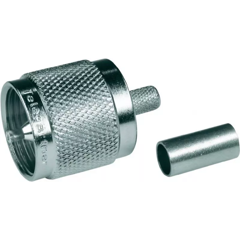 Telegärtner Conector macho UHF por crimpado G01 para RG-58 C/U, 50 ohmios, níquel/oro, 1 ud. J01040A0001