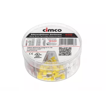 Cimco 187602 Surtido de terminales tubulares parcialmente aislados, 500 uds., 0,5-2,5 mm², DIN 46228-4