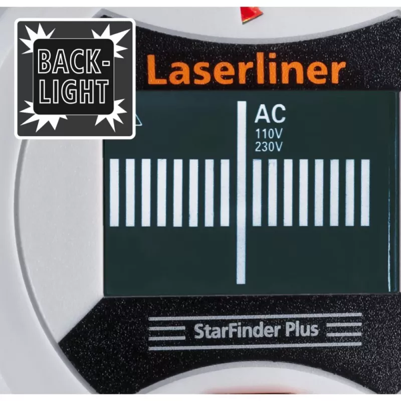 Laserliner StarFinder Plus 080.972E Escáner de pared y vigas con detección de madera, metal y cables AC con tensión
