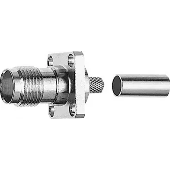 Telegärtner Conector hembra TNC para montaje en brida, 50 ohmios, crimp/crimp para RG-58 C/U, níquel/oro, 1 ud. J01011A0045