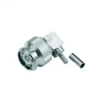 Telegärtner Conector macho TNC acodado de crimp, 50 ohmios para RG-316/U, conexión soldada/crimp, latón niquelado J01010B0012