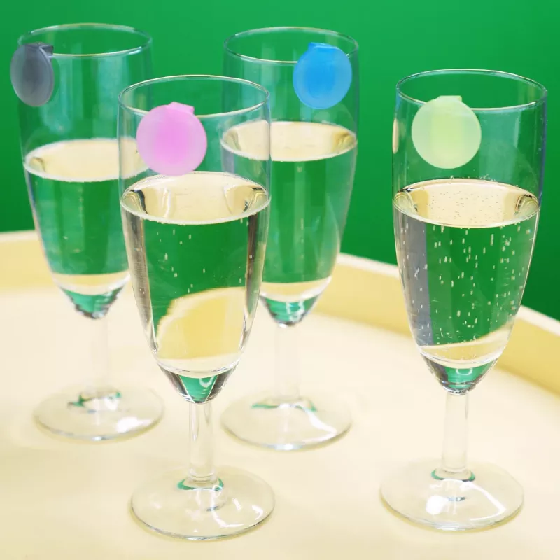 LURCH Set de marcadores para vasos, 12 piezas, colores surtidos, silicona, apto para alimentos, apto para lavavajillas, sin BPA, -40°C a +240°C 210229