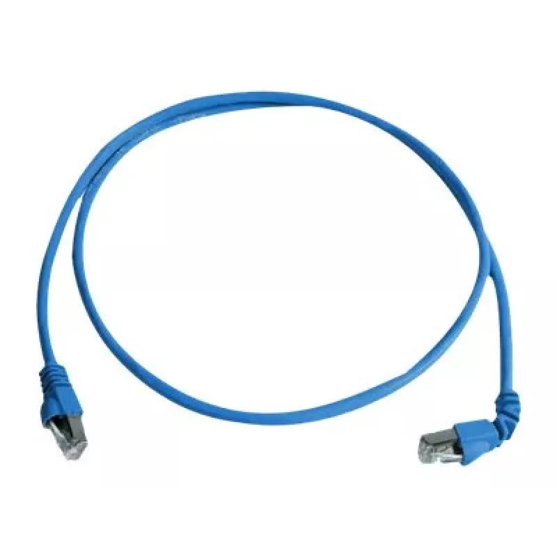 Telegärtner 100008674 Cable de parcheo RJ45, CAT 6a S/FTP, 5,0 m, azul, ignífugo, con protección antiacodamiento