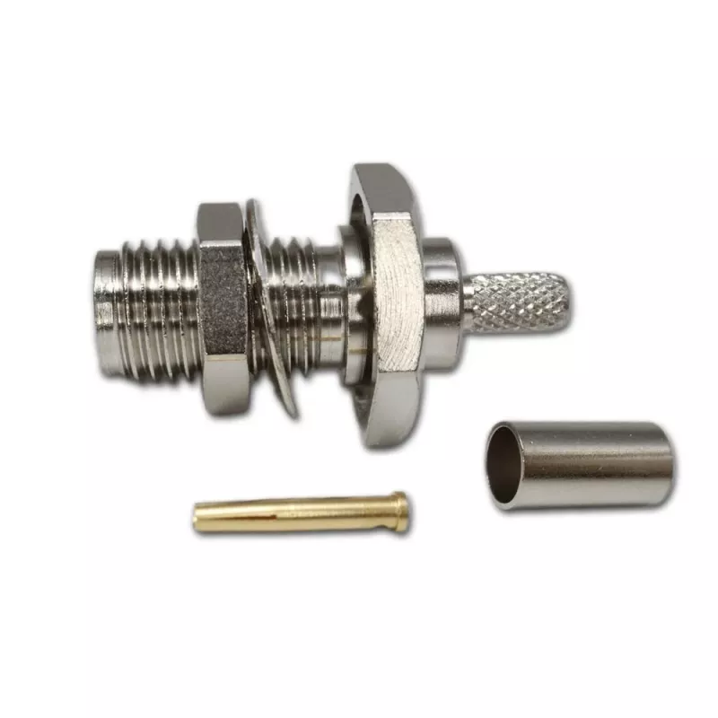 Telegärtner Conector hembra SMA de montaje crimp para RG-316/U, niquelado, pack de 5 (J01151A0009)