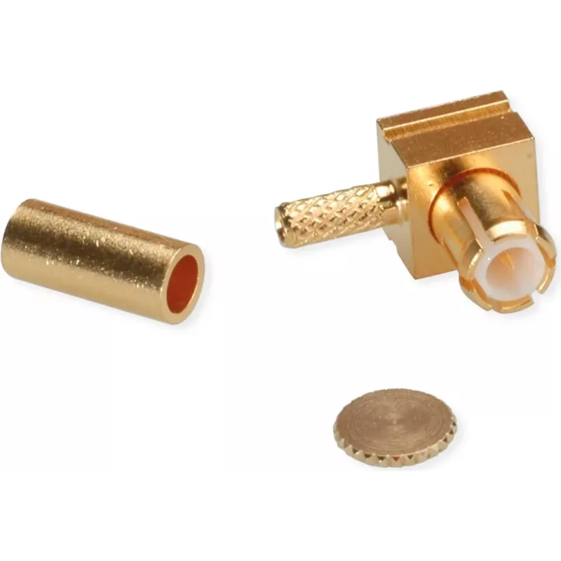 Telegärtner Conector macho MCX en ángulo crimp para RG-178 B/U, dorado, pack de 5 (J01270A0201)