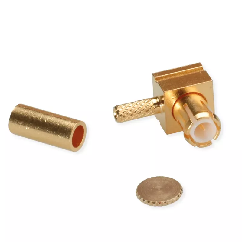 Telegärtner Conector macho MCX en ángulo crimp para RG-178 B/U, dorado, pack de 5 (J01270A0201)