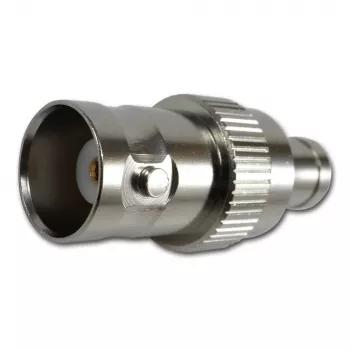 TELEGÄRTNER Adaptador coaxial BNC hembra a SMB hembra, 50 ohmios, recto, latón niquelado, contactos dorados J01008F0013