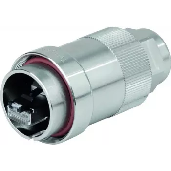 Telegärtner J60026A0000 TOC M12 Conector de campo blindado de 4 polos codificado D, acero inoxidable, borne de tornillo, IP68
