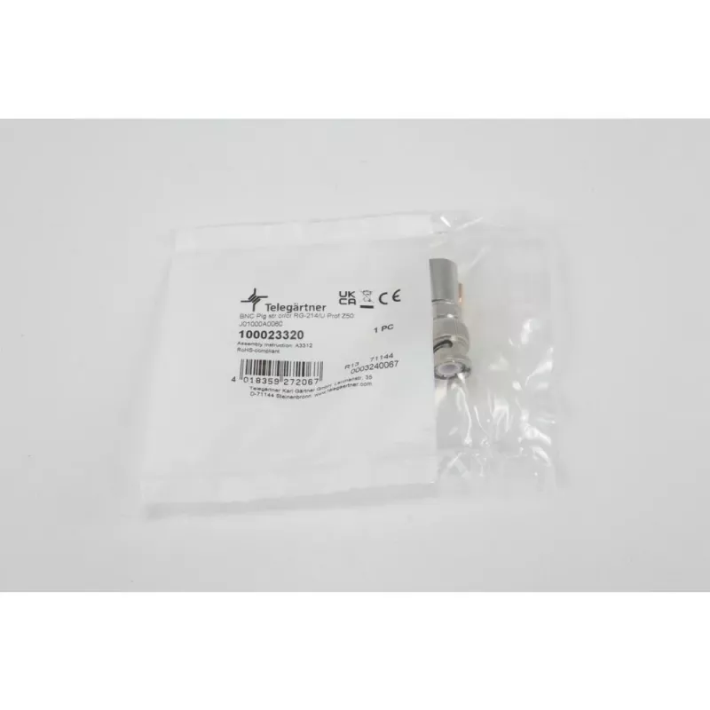 Telegärtner Conector macho BNC de crimpar para RG214/U y RG393/U, 50 ohmios, 1 ud. J01000A0060