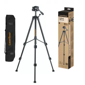 Laserliner FixPod Trípode de 155 cm, altura de trabajo máxima 155 cm, aluminio, negro 090.132E