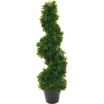 EUROPALMS Árbol en espiral planta artificial, 61cm, verde, maceta negra 82600009