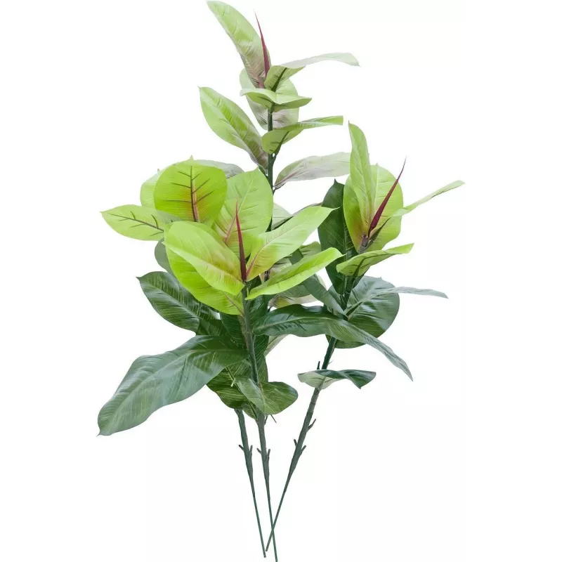 EUROPALMS planta de goma artificial 100 cm, Ficus elastica realista, en maceta de plástico negra 82508303