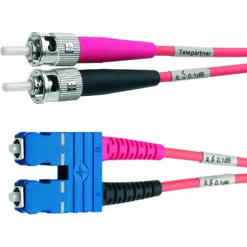 Telegärtner cable de fibra óptica OM4 ST a SC, 50/125 µm multimodo, 2 m, aqua L00891A0079