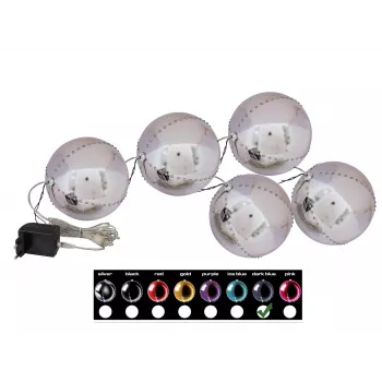 EUROPALMS Bola de nieve LED 8 cm, azul oscuro, pack de 5 83501239