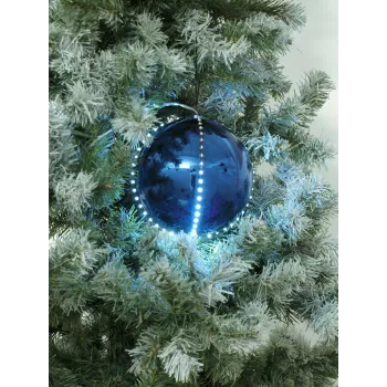 EUROPALMS Bola de nieve LED 8 cm, azul oscuro, pack de 5 83501239