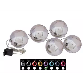 EUROPALMS Bola de nieve LED 8 cm, lila, pack de 5 83501240