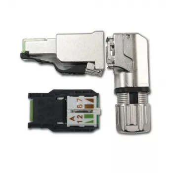 Telegärtner MFP8-4x90 Conector RJ45 Cat.6A montable en campo, T568A, apantallado, multiángulo J00026A4004