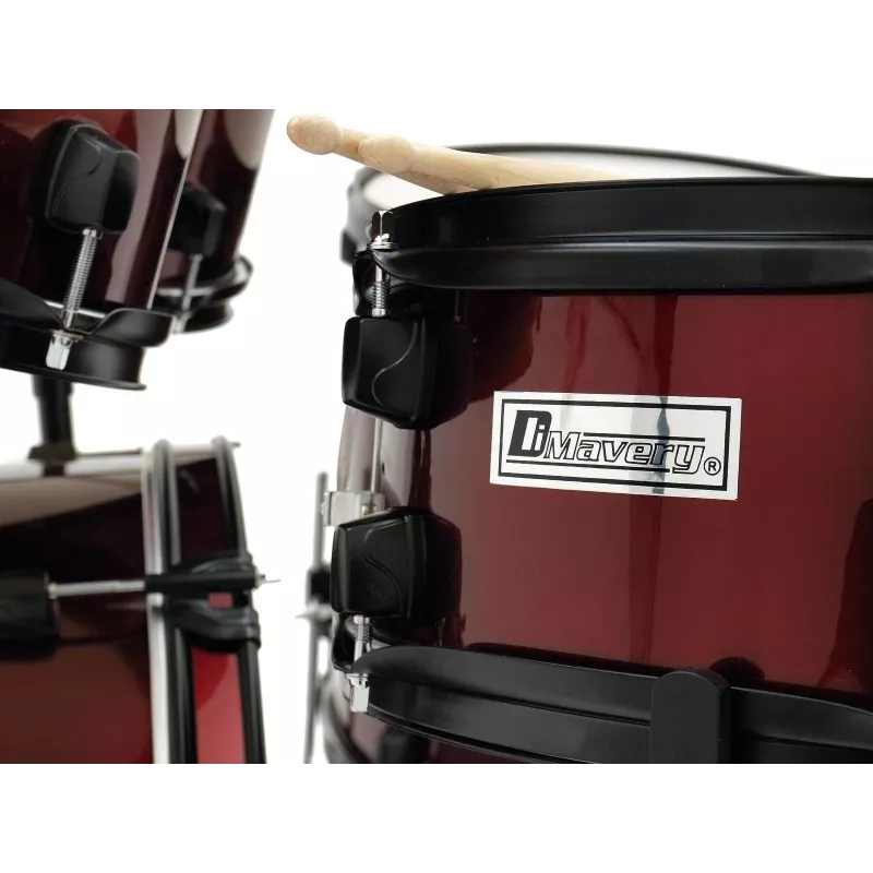 Dimavery DS-200 Batería rojo vino incl. pedal de bombo y platillos